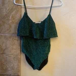Zara bodysuit metallic green small